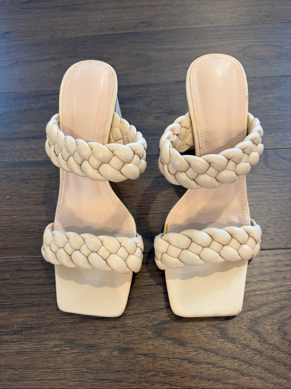 Braided Strap Women's Heeled Sandals - Cream Size 9.5 - C39-334